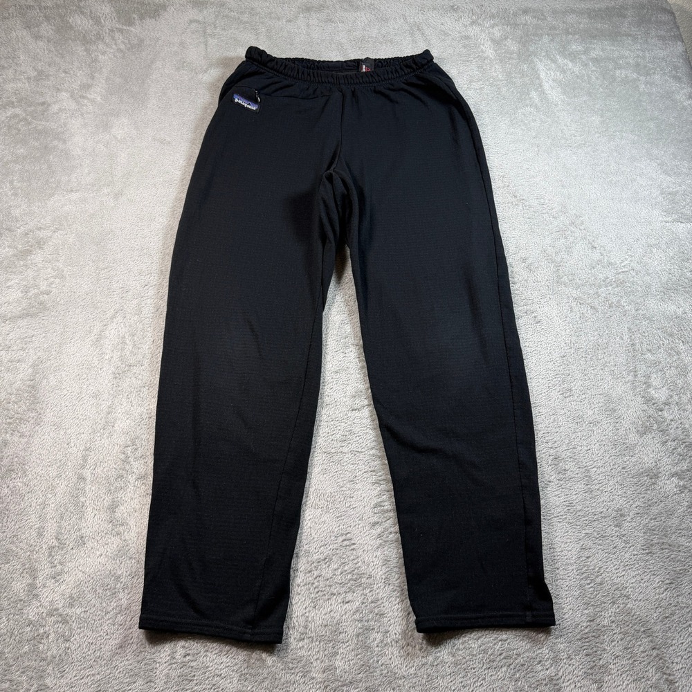 Vintage Patagonia Fleece Pants Women Medium Black Polartec Grid Winter Layered